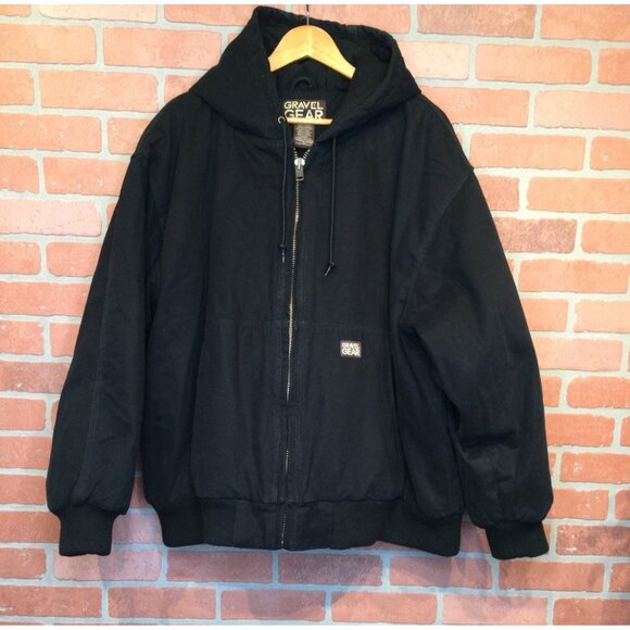 Gravel Gear Mens Tundra II Jacket Size 2XL Black Quilted Hooded Warm Workwear - Picture 1 of 6